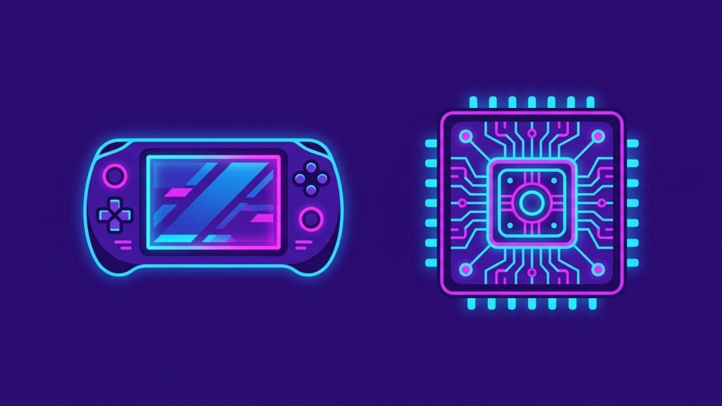 Ilustración generada con IA: GPD confirma la portátil Win Mini Ultra con procesador Intel Arc G3 Extreme